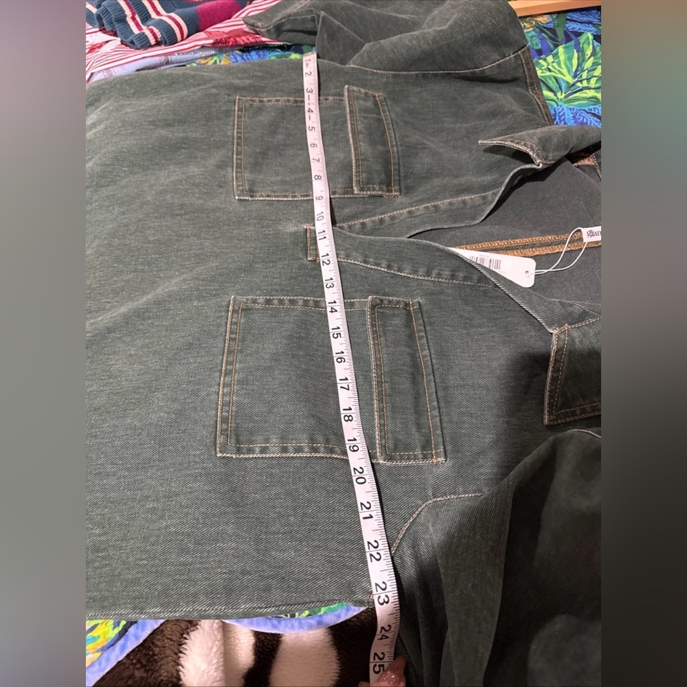 Glam Hunter Green boutique Denim Mini Dress oversized S - Picture 7 of 8
